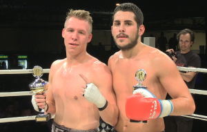 Mickel Nietzke ist zufrieden nach seinenm Kampf gegen Aleksandar Todorovik bei der Heroes Fightnight